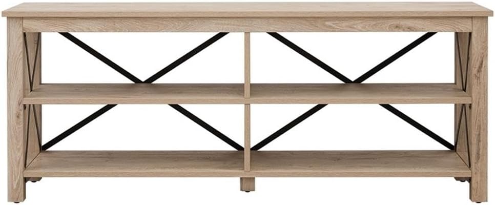 Henn&Hart Rectangular TV Stand for TV's up to 70" in White Oak, Electric Fireplace TV Stands for the Living Room