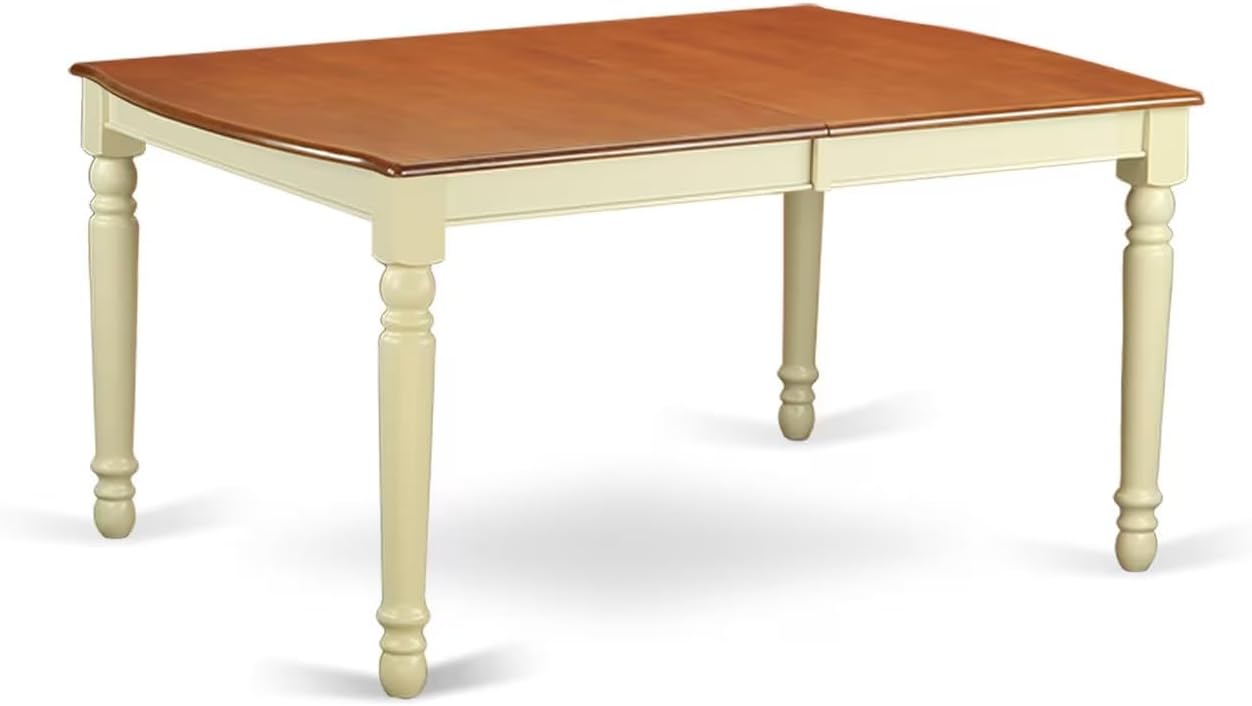 East West Furniture DOAN7-WHI-W 7 Piece Kitchen Table Set Consist of a Rectangle Dining Table with Butterfly Leaf and 6 Dining Room Chairs, 42x78 Inch, Buttermilk & Cherry