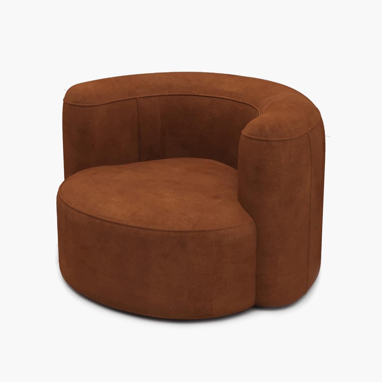 Acanva Luxury Modern Tight Curved Back Velvet Sofa, Minimalist Style Comfy Couch for Living Room Apartment Reception Space, Tangerine Single Chair