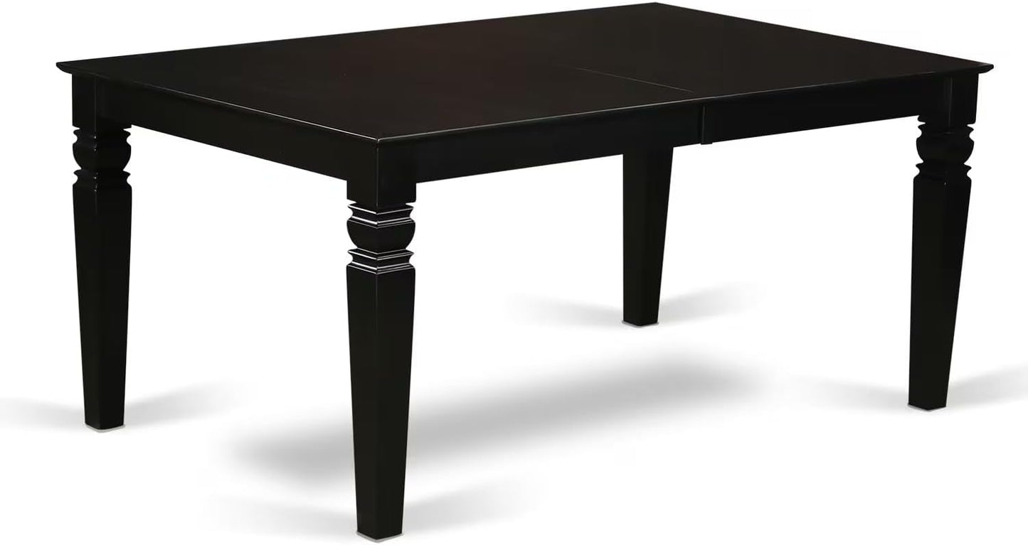 East West Furniture LGEN5-BLK-69 5 Piece Dining Table Set Includes a Rectangle Dining Room Table with Butterfly Leaf and 4 Black Faux Leather Parsons Chairs, 42x84 Inch, Black
