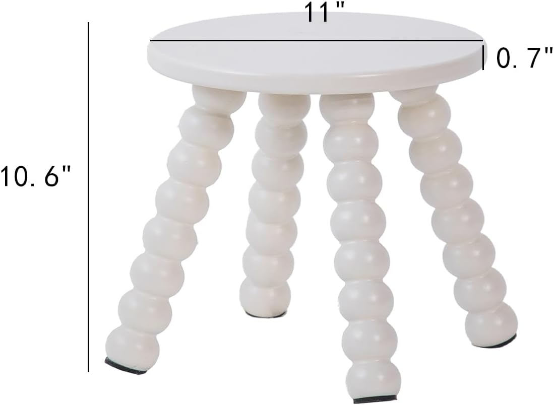 Solid Wooden Step Stool for Adults, 10 inch Stool for Kids Perfect Matched Sensory Table, Sturdy and Versatile Short Foot Stool for Bathroom, Kitchen, Bedroom, Plant Stand Natural (1, White)