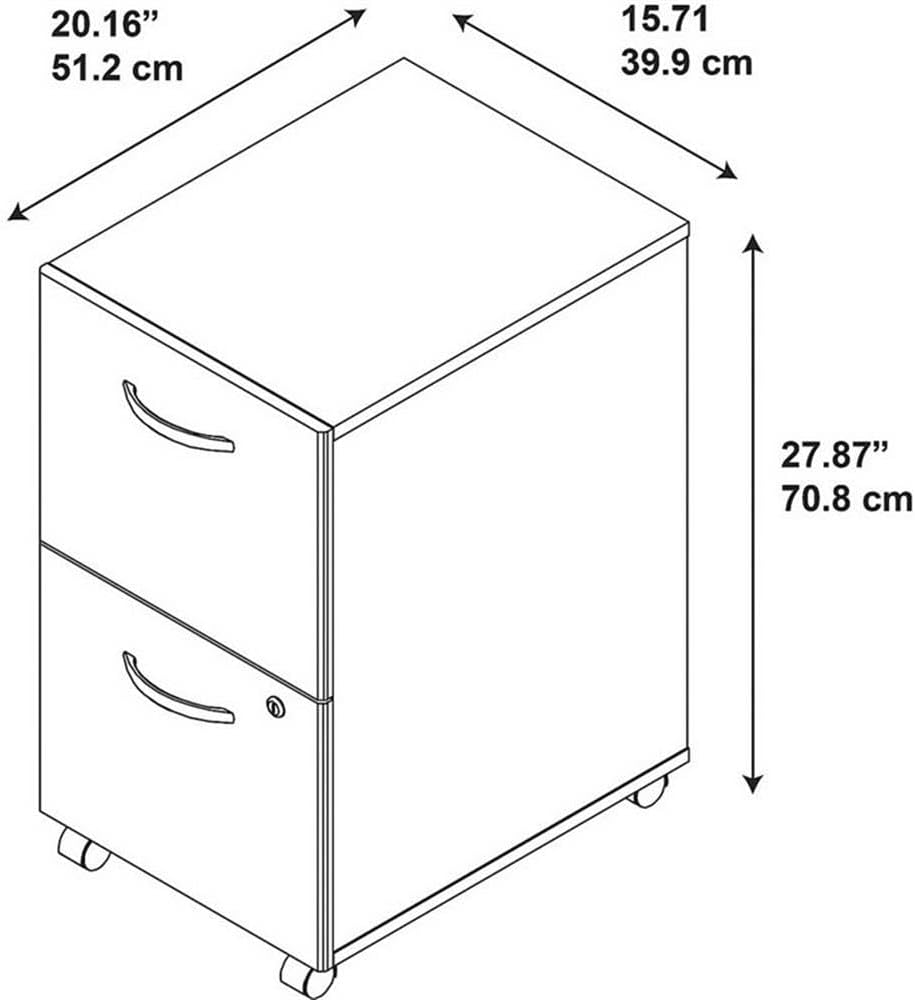 Bush Business Furniture Series C 2 Drawer Rolling File Cabinet in Mocha Cherry - Assembled, Mobile Document Storage for Home or Professional Office