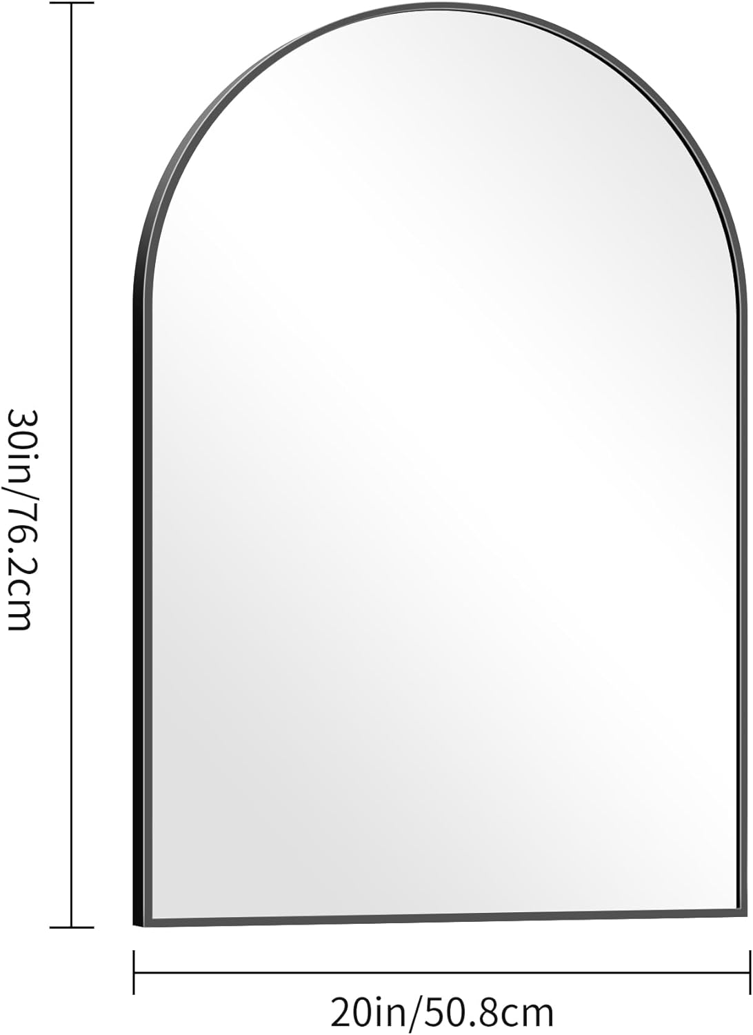 Arched Mirror, 20"x30" Black Bathroom Mirror with Metal Frame, Wall Mounted Mirrors Decor Modern Dresser Mirror for Bedroom Living Room Entryway