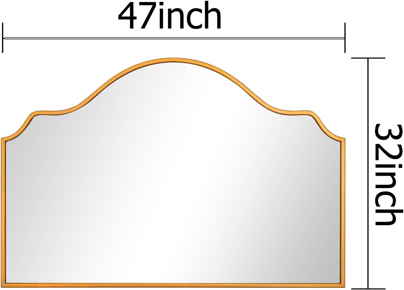 Chende Large Gold Mirror with Arched Top, 47" x 32" Modern Living Mirror for Wall, Modern Decorative Mirror with Wooden Frame for Entryway, Fireplace, Dining Room