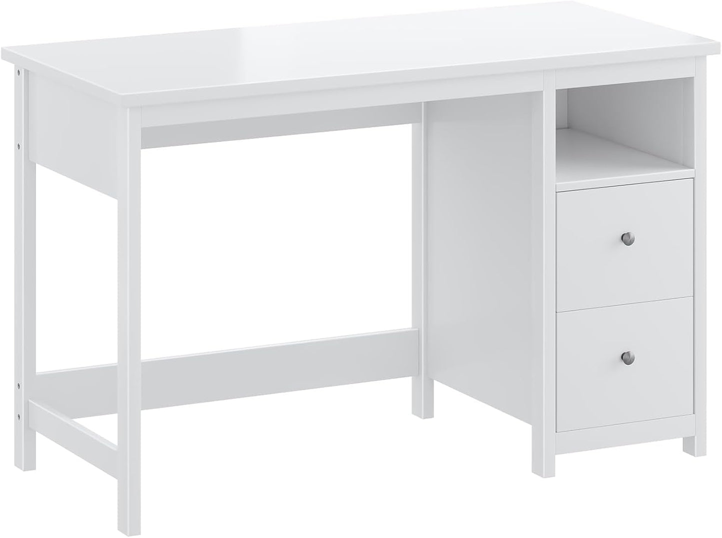 BHG White Desk with Drawers,Modern Small Computer Desk for Home Office, Makeup Vanity Desk Dressing Table for Bedroom,Filing Cabinet Writing Table PC Desks for Study (White, 39.3")