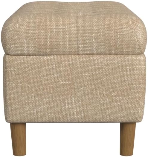 HomePop Home Decor | Tufted Ainsley Button Storage Ottoman Bench with Hinged Lid | Ottoman Bench with Storage for Living Room & Bedroom, Light Tan Textured Solid
