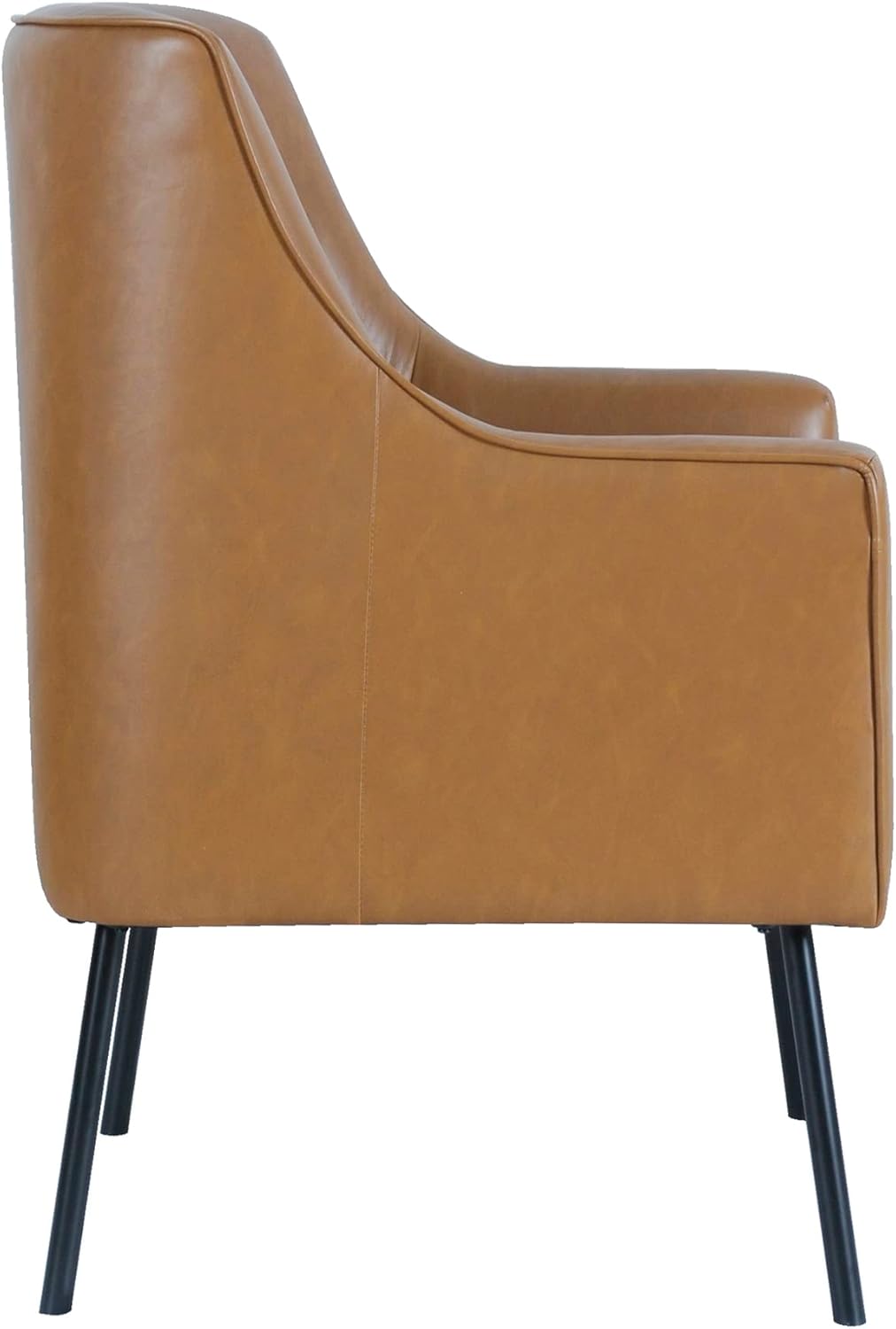 HomePop Modern Accent Chair, Home Décor, Accent Chairs for Living Room & Bedroom, Fabric Reading Living Room Side Chair, Single Sofa with Lounge Seat and Metal Legs- Carmel Faux Leather