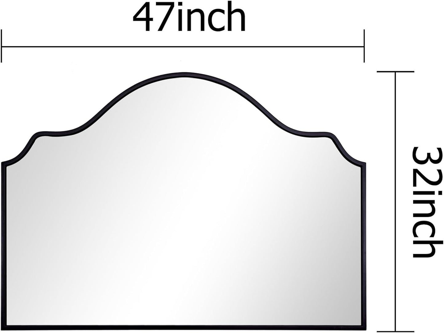 Chende Large Black Mirror, 47'' x 32'' Arched Mirror with Wooden Frame, Modern Decorative Wall Mirror for Living Room, Fireplace, Entryway