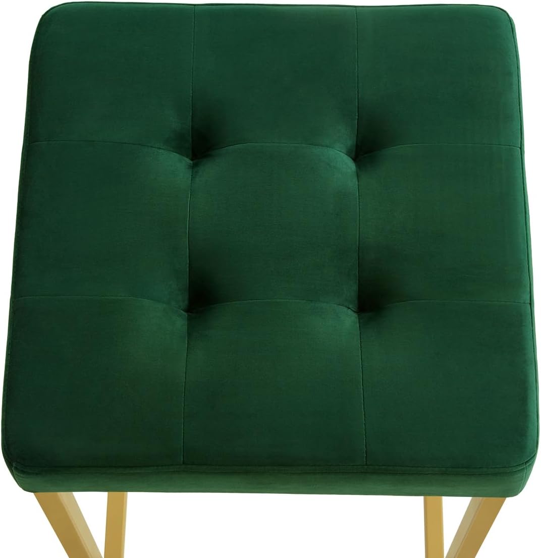 24KF Contemporary Counter Height Bar Stool Set of 2 for Kitchen Island, 26" H Velvet Padded Gold Barstool Bar Chair,5066-Jade