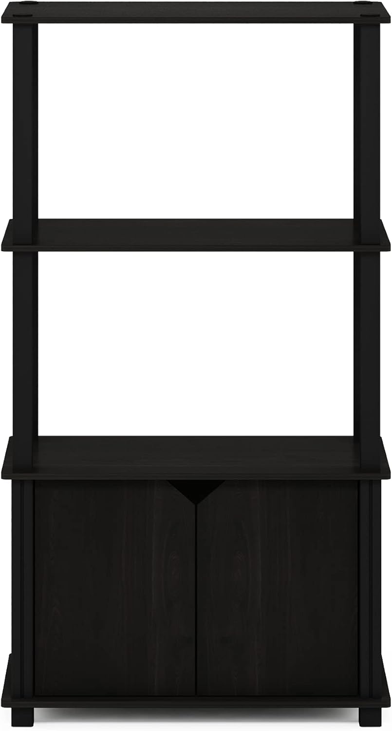 Furinno Brahms 4-Tier Multipurpose Bookcase/Bookshelf/Display Shelf/Display Rack with Door, Espresso/Black
