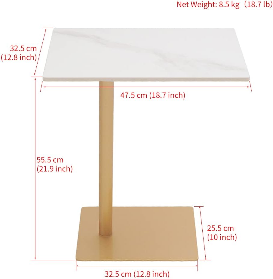 C Shaped End Table Snack Side Table for Couch Marble Top Under Couch Table Sofa Side Table for Couch Living Room Bedroom