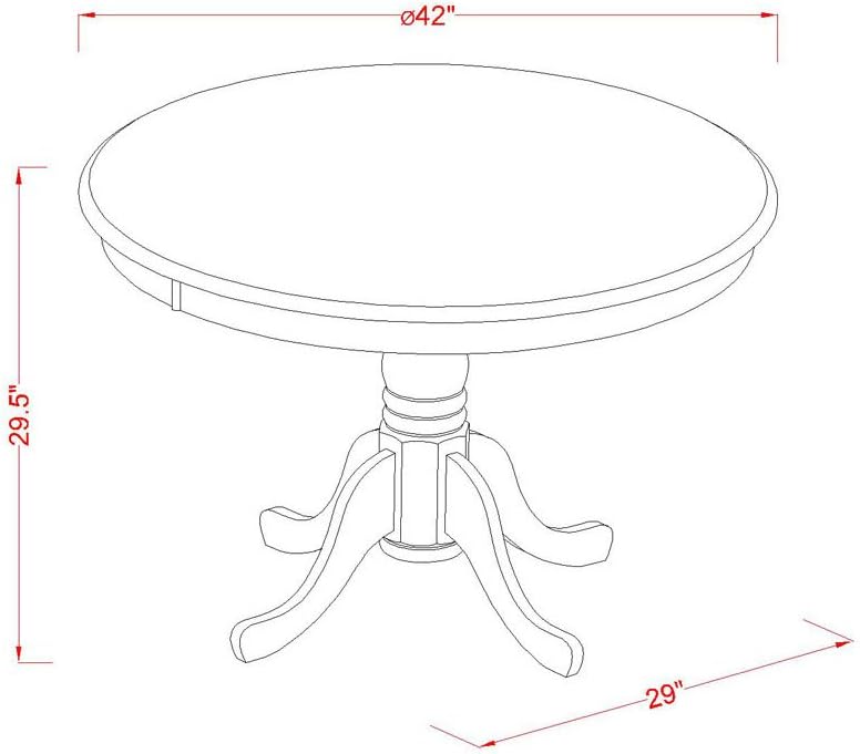 East West Furniture HLCA3-CAP-W 3 Piece Dining Set Contains a Round Dining Room Table with Pedestal and 2 Kitchen Chairs, 42x42 Inch, Cappuccino