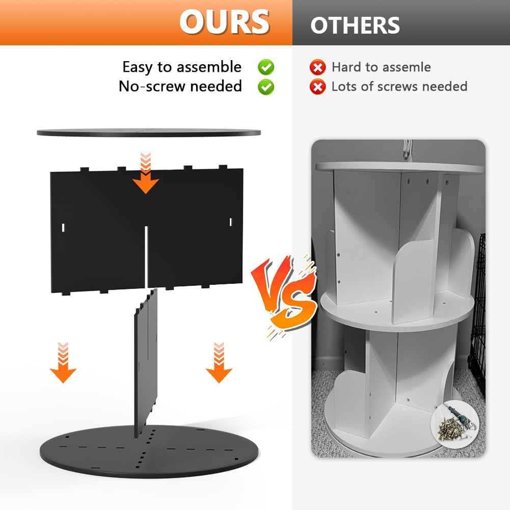 Nidouillet Rotating Bookshelf Tower, 5 Tier Spinning Bookcase Lazy Susan, Revolving 360 Book Shelf Storage Round Organizer, Vertical Rotate Turning Corner Book Case for Small Space, Black