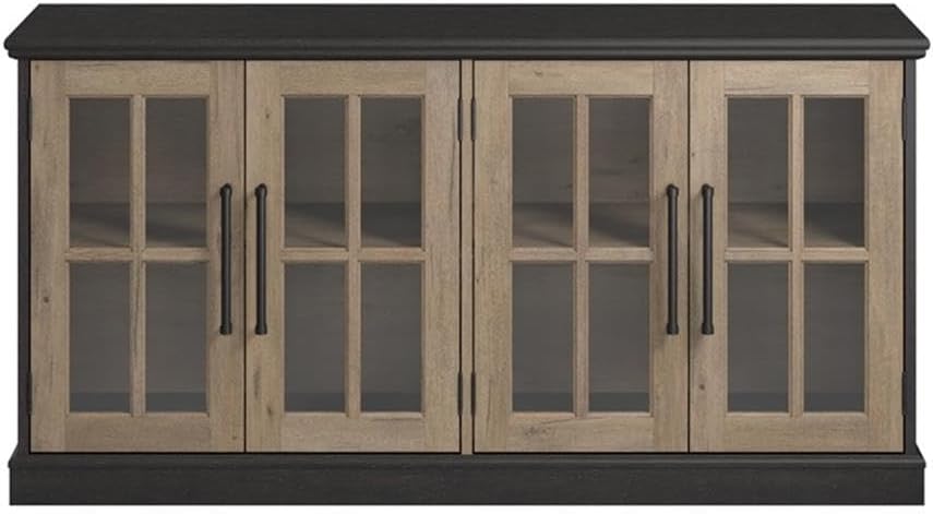 Bush Furniture Westbrook 60W TV Stand for 75 Inch TV in Vintage Black/Restored Tan Hickory | Living Room Entertainment Center with Storage