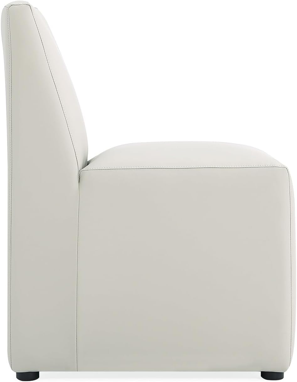 Manhattan Comfort Anna Square Modern Dining Chair with Head to Toe Faux Leather Upholstery and Plastic Foot Padding, Luxury Accent Furniture, Set of 1, Stone Grey