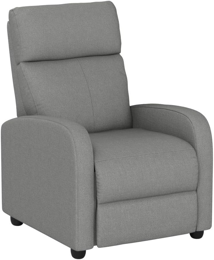 BestMassage | Recliner Chair | with 2 Point Massage Function | Textile Grey | with Lumbar Support, Adjustable Push Back, Footrest & Padded Seat | Easy Assembly | for Living Room, Home Theatre