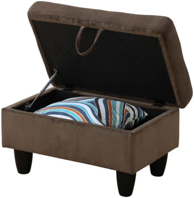 Brown L-Shaped 3-Piece Corduroy Fabric Sofa with Storage Ottoman Set, Sectional Couch Sofa Set for Living Room, Office, Small Space