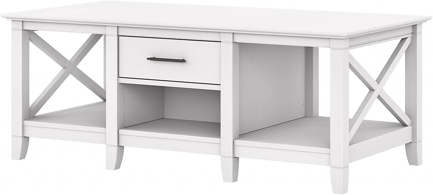 Bush Furniture Coffee Table with Storage with Aged Bronze Hardware | Key West Collection Center Counter for Living Room | 47Wx24Dx18H