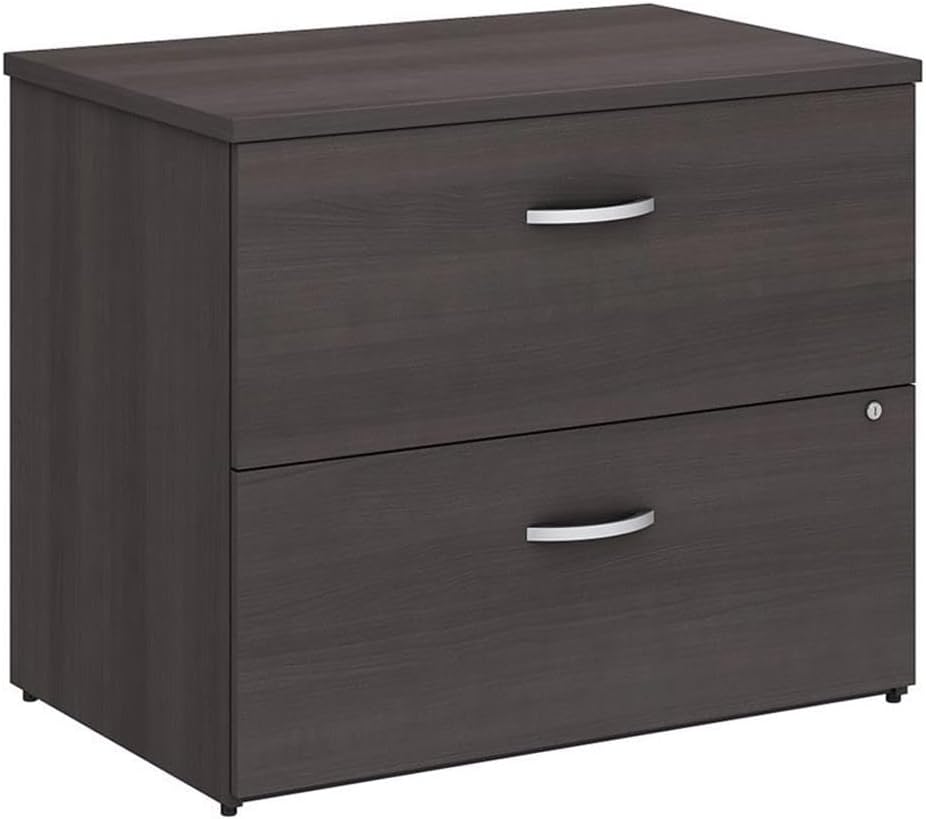 Bush Business Furniture Studio C 2 Drawer Lateral File Cabinet in Storm Gray - Assembled, Locking Document Storage for Home or Professional Office
