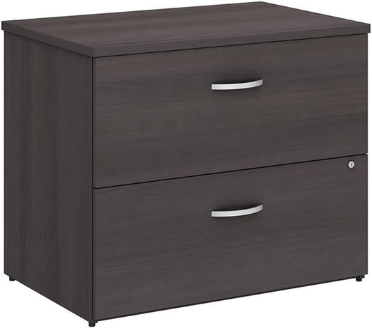 Bush Business Furniture Studio C 2 Drawer Lateral File Cabinet in Storm Gray - Assembled, Locking Document Storage for Home or Professional Office