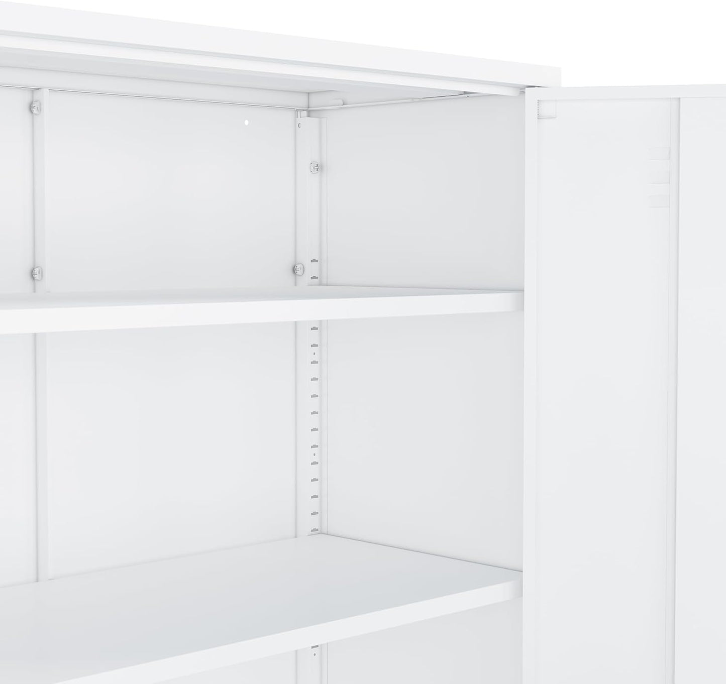 Manhattan Comfort Naomi Modern Metal Accent Cabinet, Minimalist Storage Cabinet with Doors & Adjustable Shelves, Vented Doors, Sturdy Steel Build, Versatile & Multi-Purpose Home Furniture, White