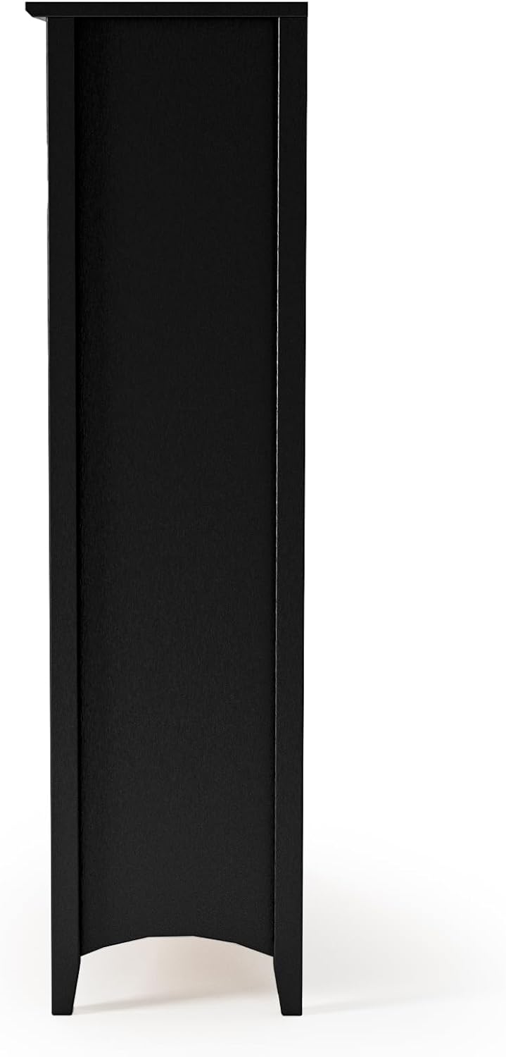 Camaflexi Shaker Style 4 Shelf Bookcase/Solid Wood / 48" High/Adjustable Shelving/Closed Back/Display Bookshelf for Living Room, Bedroom, Home and Office, Black