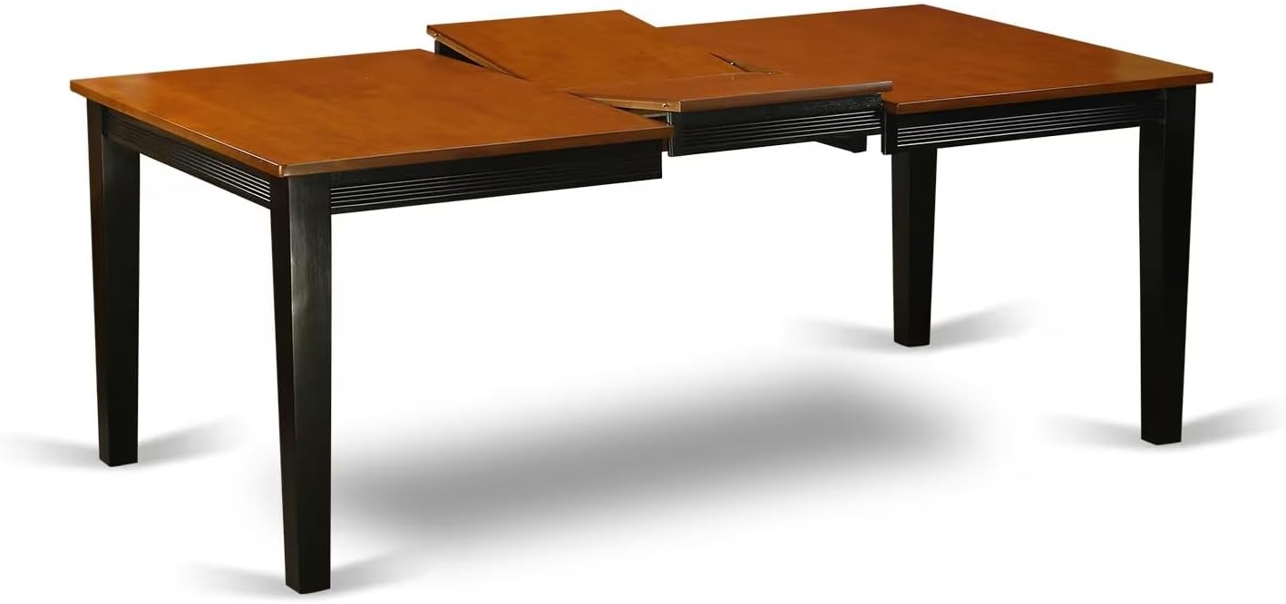 East West Furniture QUNI9-BCH-W 9 Piece Dining Room Table Set Includes a Rectangle Kitchen Table with Butterfly Leaf and 8 Dining Chairs, 40x78 Inch, Black & Cherry