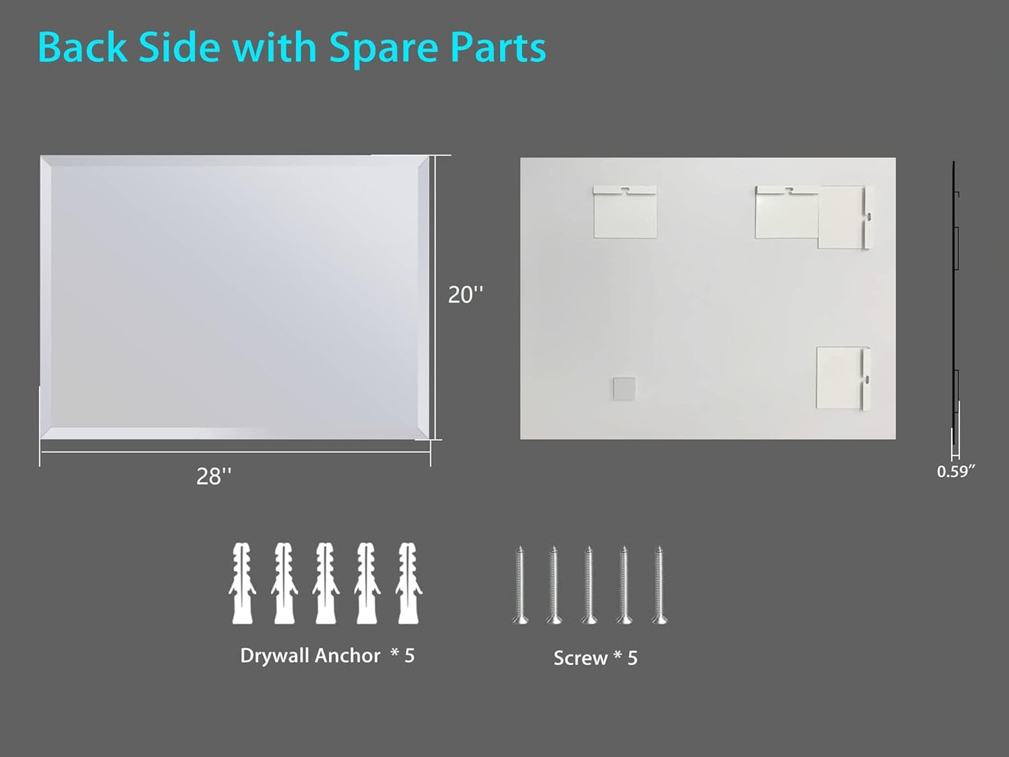 Beveled Edge Mirror 20x28 Inch Frameless Rectangle Bathroom Wall Mirror Explosion Proof and Shatterproof Bathroom Vanity Mirror Wall Mounted Hang Firmly (Horizontal or Vertical)