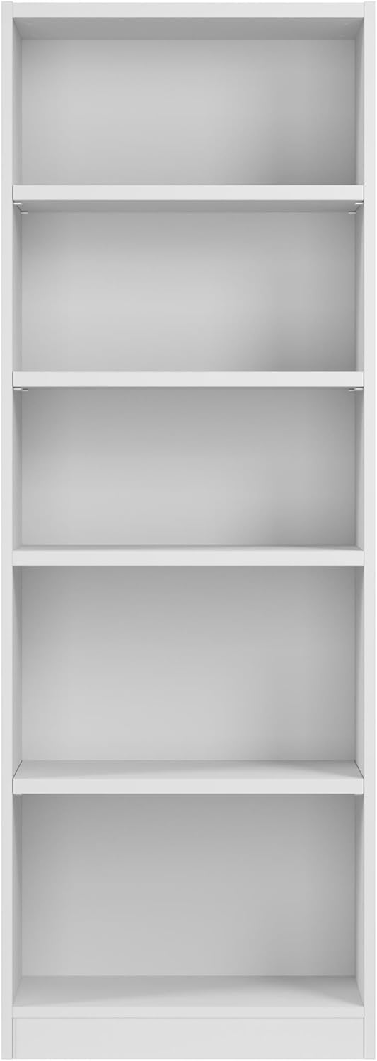 Bush Furniture Universal 25W Tall 5 Shelf Bookcase in White, Vertical Storage and Display Bookshelf for Home Office or Living Room Organization