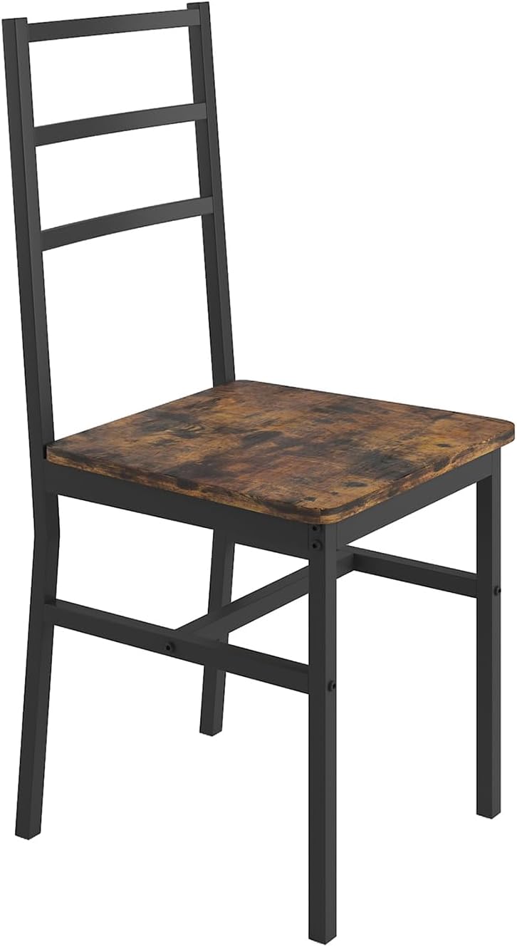 5-Piece Dining Table Set with 4 Chairs, 47.2" Kitchen Table Chairs Set of 4, Rectangular Industrial Style Dining Room Table Set with Backrest, Perfect for Small Space, Brown