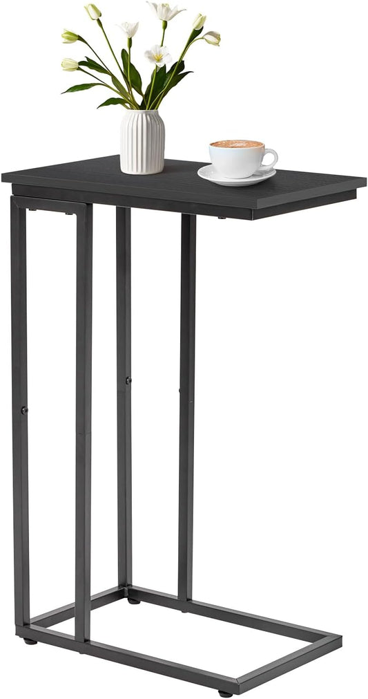 C-Shaped End Table, for Living Room, Bedroom, Small Spaces, TV Tray Couch Side Tables Laptop Table, Black