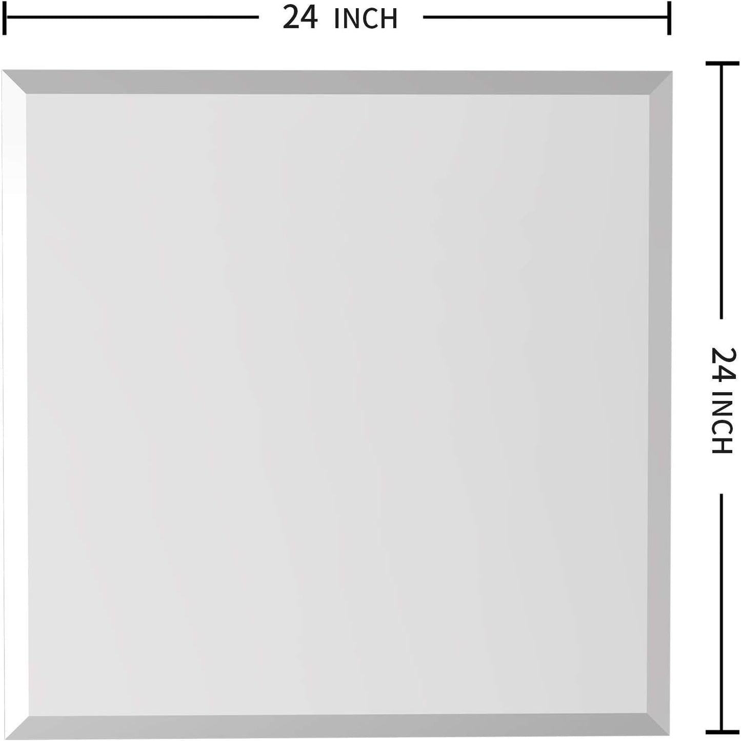 KOHROS Vanity Mirror Frameless Square Mirror, 24" x 24" Bathroom Wall Mirror w/Pencil Polished Edge, Anti-Rust, Tempered Glass, Hangs Horizontally or Vertically