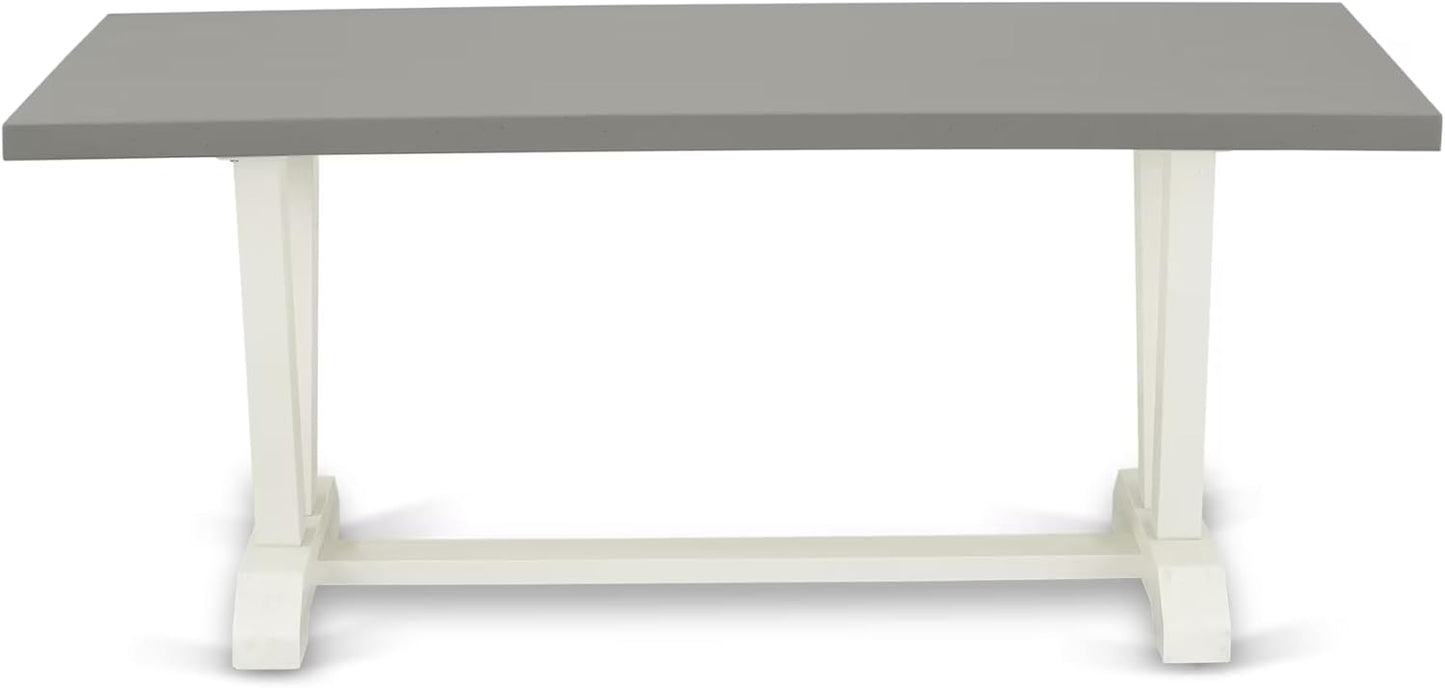 East West Furniture V097CE215-5 5 Piece Dining Table Set for 4 Includes a Rectangle Kitchen Table with V-Legs and 4 Baby Blue Linen Fabric Upholstered Chairs, 40x72 Inch, Multi-Color