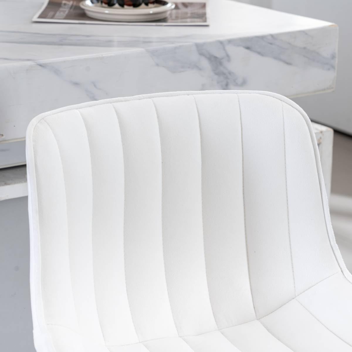 24’’ Bar Stools Set of 2 Modern Barstools White Bar Stools with Fabric Upholstery Counter Height Bar Stools with Low Back Stools for Kitchen Counter, Bar, Pub, Cafe (White).