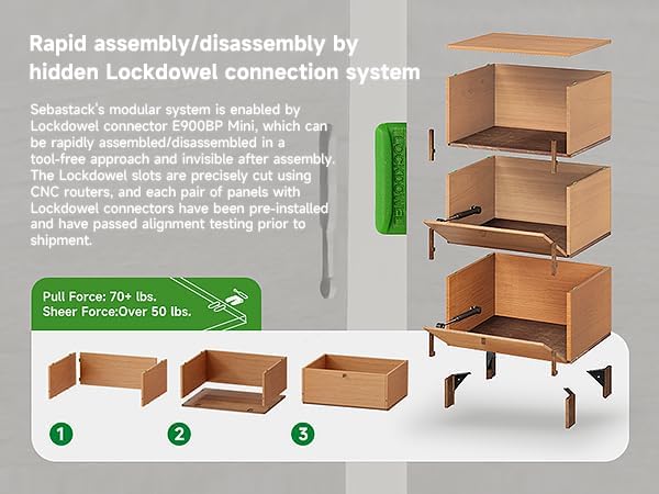 Sebastack Night Stand, Customizable 2 Drawers Bedside Table, End Table, Side Table for Bedroom, Dormitory, Mid-Century Style Wood Chest of Furnitures, Basswood Color