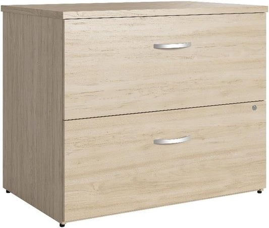 Bush Business Furniture Studio C 2 Drawer Lateral File Cabinet in Natural Elm - Assembled, Locking Document Storage for Home or Professional Office
