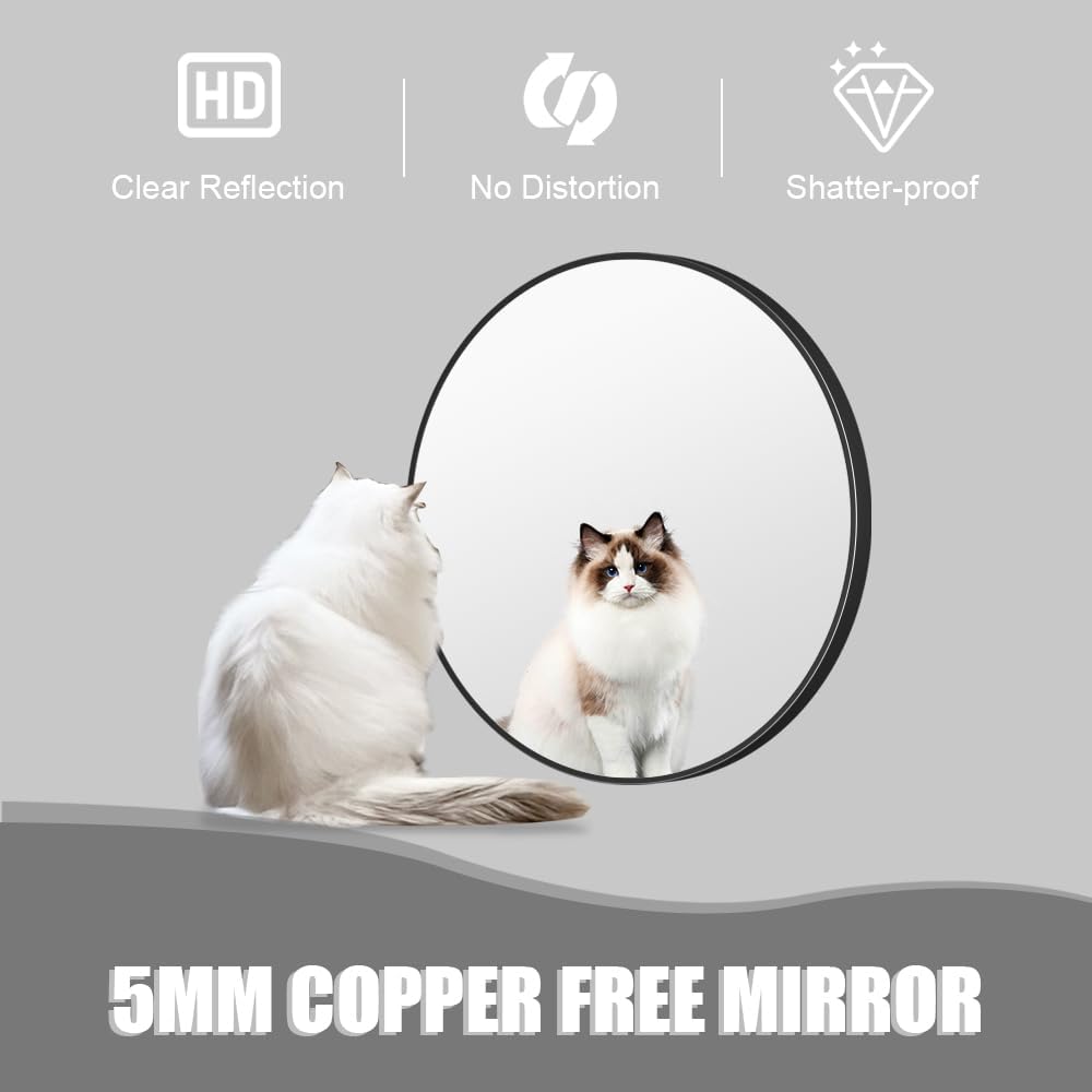 34inch Bathroom Round Mirror,Wall Mounted Vanity Mirror,Steel Frame,Black,Steel Frame