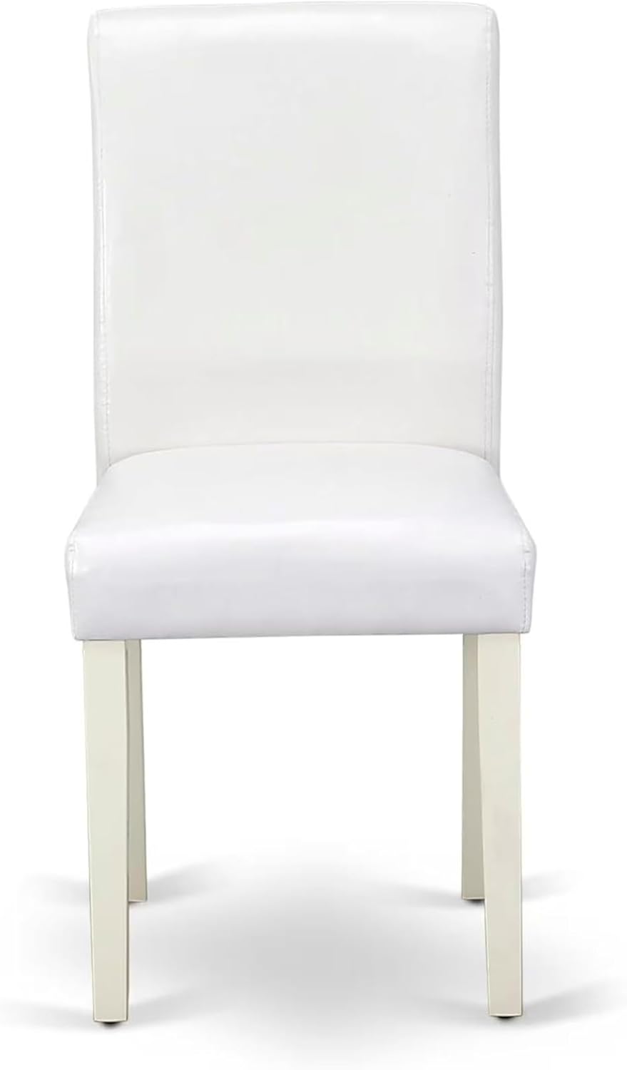 East West Furniture CAAB7-LWH-64 7 Piece Kitchen Table & Chairs Set Consist of a Rectangle Dining Room Table and 6 White Faux Leather Parsons Dining Chairs, 36x60 Inch, Linen White