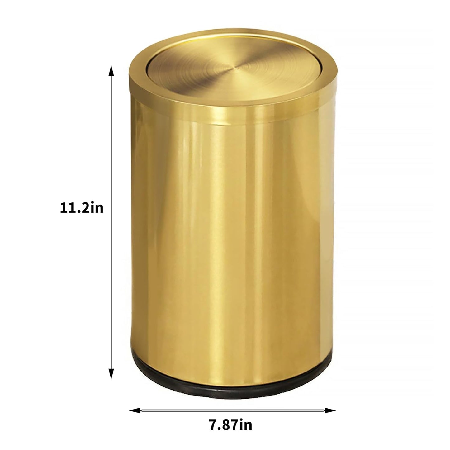 2.6 Gallon Gold Bathroom Trash can with lid,Small Office Garbage can Wastebasket bin for Bedroom,Living Room,Kitchen (Gold)