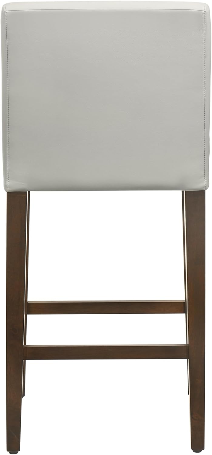 CHITA Counter Height Bar Stools Set of 2, 27" H Seat Height Upholstered Barstools, PU Leather in Creamy Grey