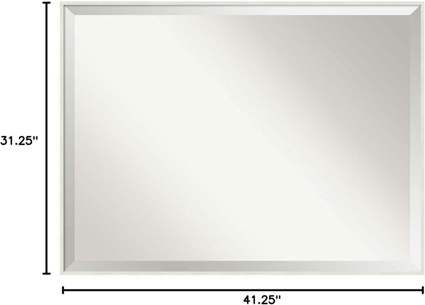 Amanti Art White Bathroom Mirror for Over Sink, 31x41 Lucie White Rectangle Vanity Mirror, X-Large Modern Wood Frame, Hangs Horizonally and Vertically, Bathroom Wall Decor, Beveled Edge from WI, USA