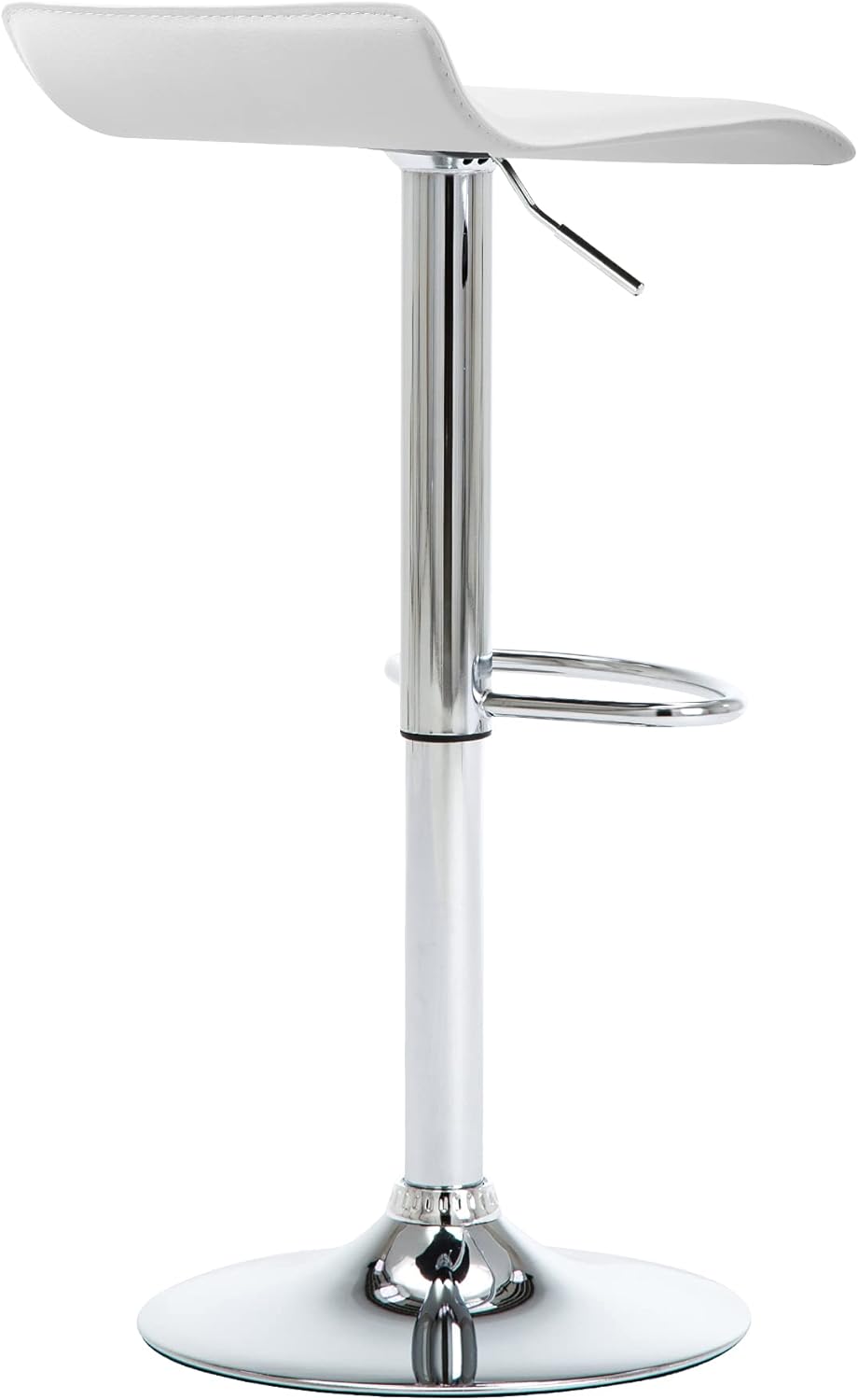 NOBPEINT Contemporary Chrome Air Lift Adjustable Swivel Bar Stool, Set of 2, White