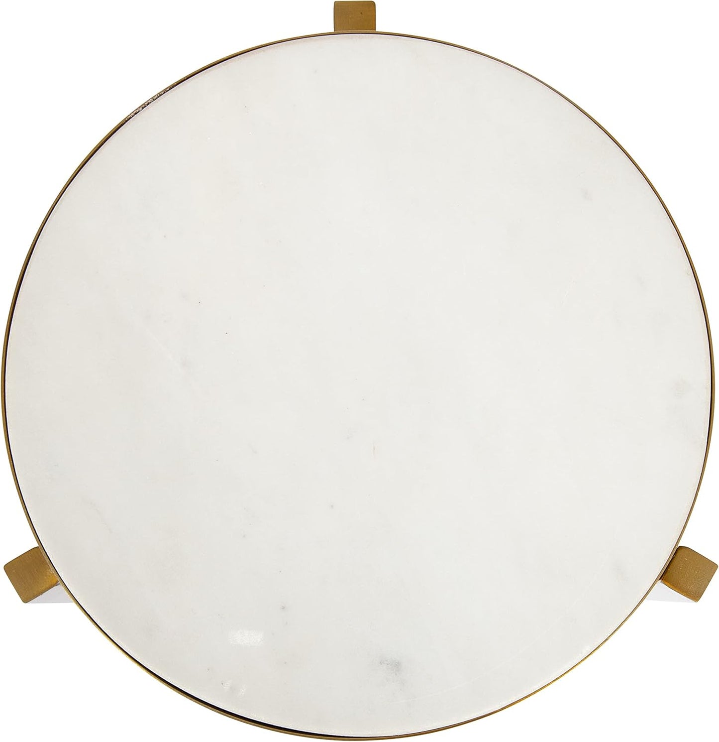 Kate and Laurel Aguilar Modern Drink Table, 9 x 9 x 23, White and Gold, Genuine Marble Accent Table for Small Spaces