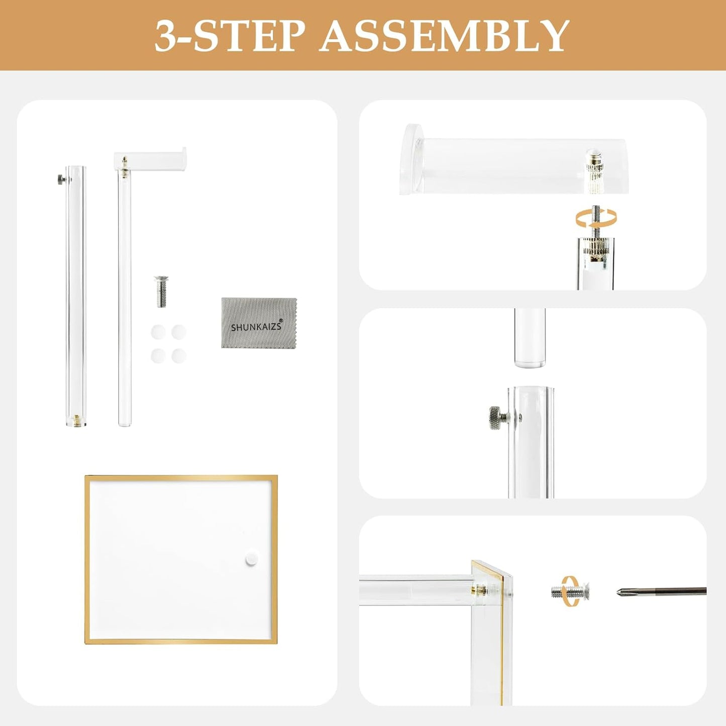 Acrylic Purse Display Stands, 14"-24" Adjustable Height Handbag Holder, Clear Purse Rack Stands for Closet Retail, Durable Gold Trim Bag Stand Hanging Wallet Jewelry Necklace Organizer