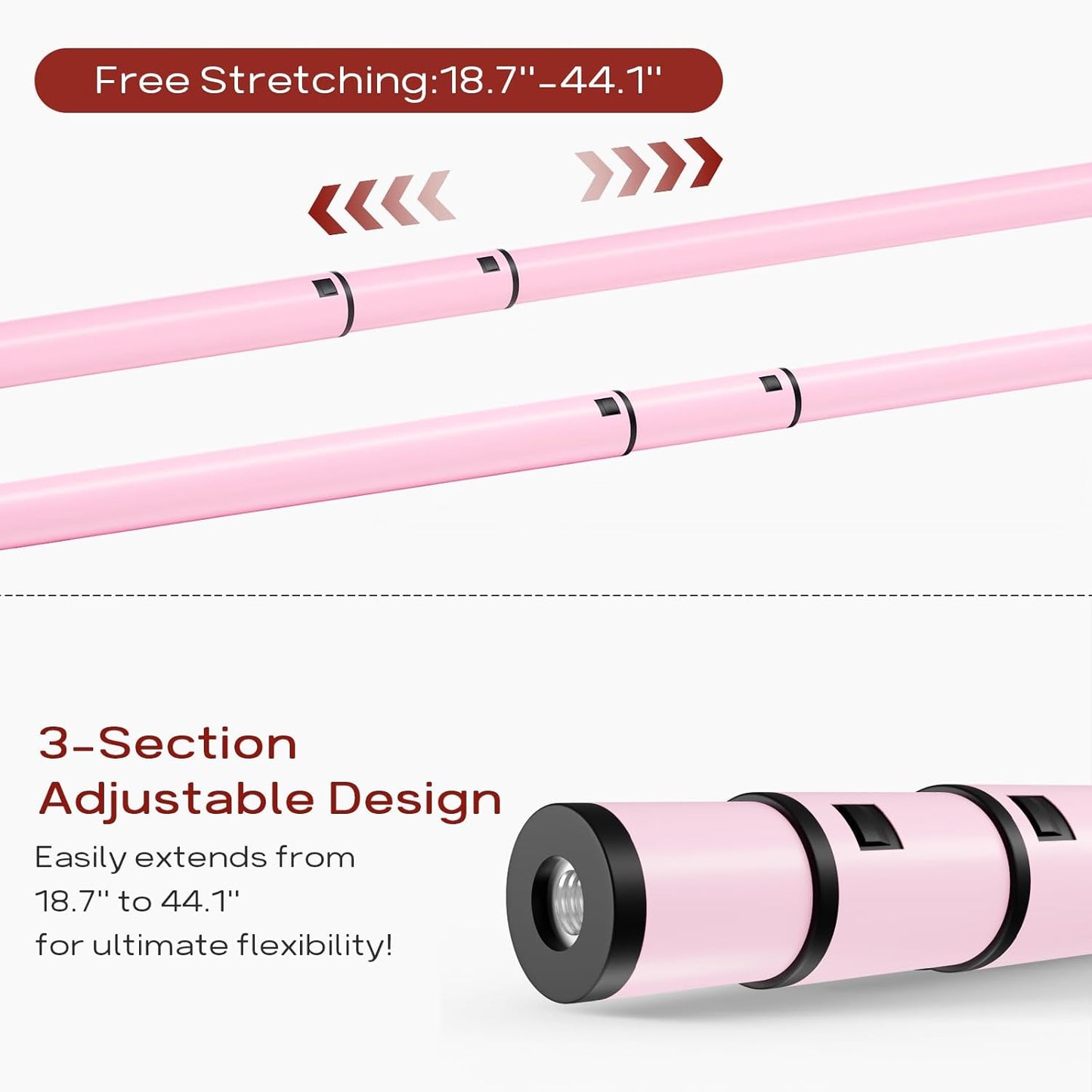 Bumusty 2-Tier Long Expandable Shoe Rack for Closet, 18"-44" Adjustable Shoe Rack for Entryway, 10-12 Pairs Large Shoe Organizer Shelf Storage, Sturdy Metal, Pink