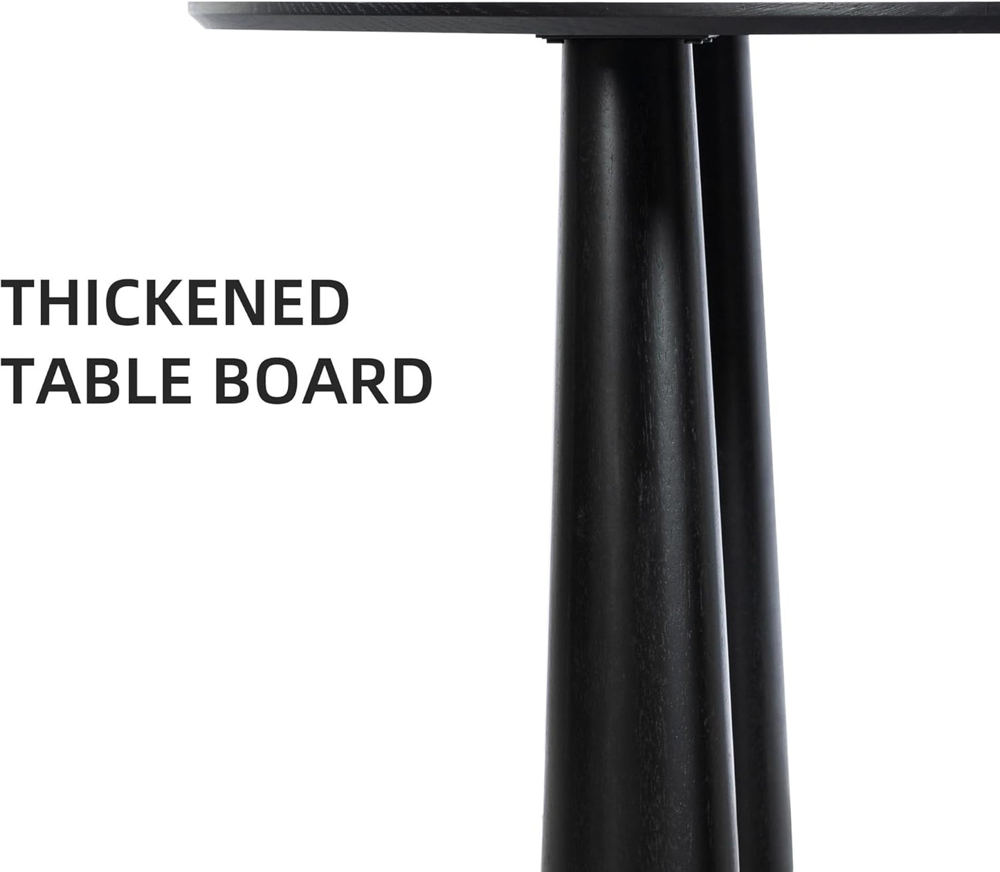 Casaphoria 59" Round Dining Table, Kitchen Table for 6 with Arc-Shaped Edge Top and Cylindrical Legs, Easy Assembly for Living Room, Dining Room, Black