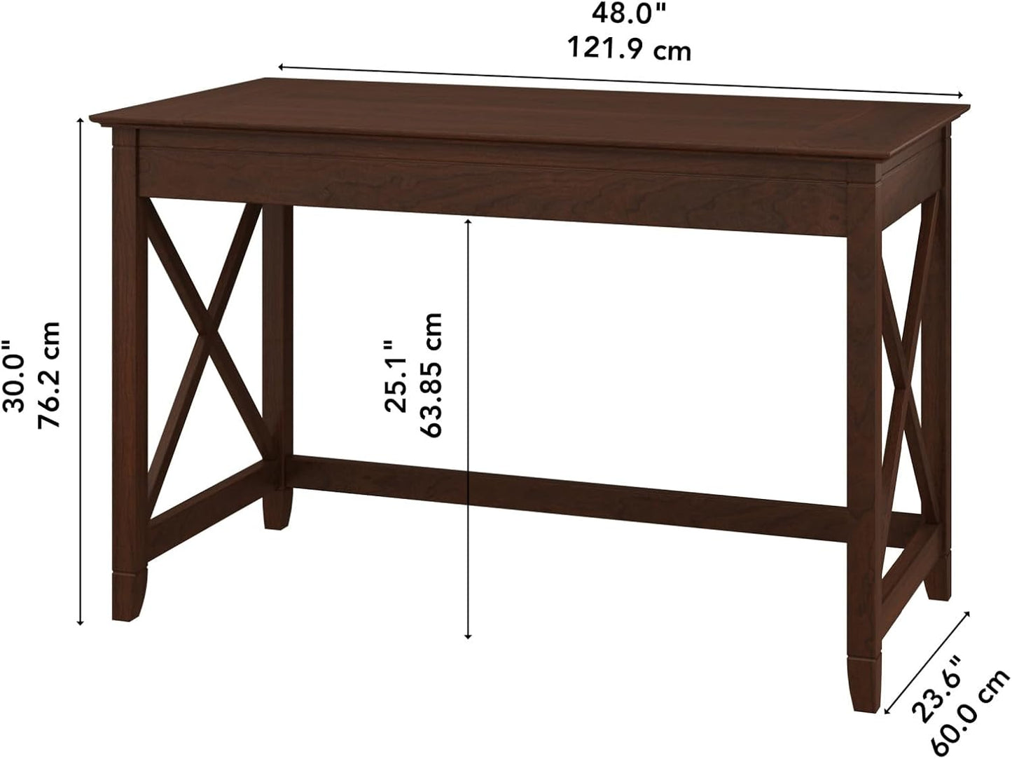 Bush Furniture Key West Writing Desk for Home Office in Bing Cherry 48W Small Modern Farmhouse Table