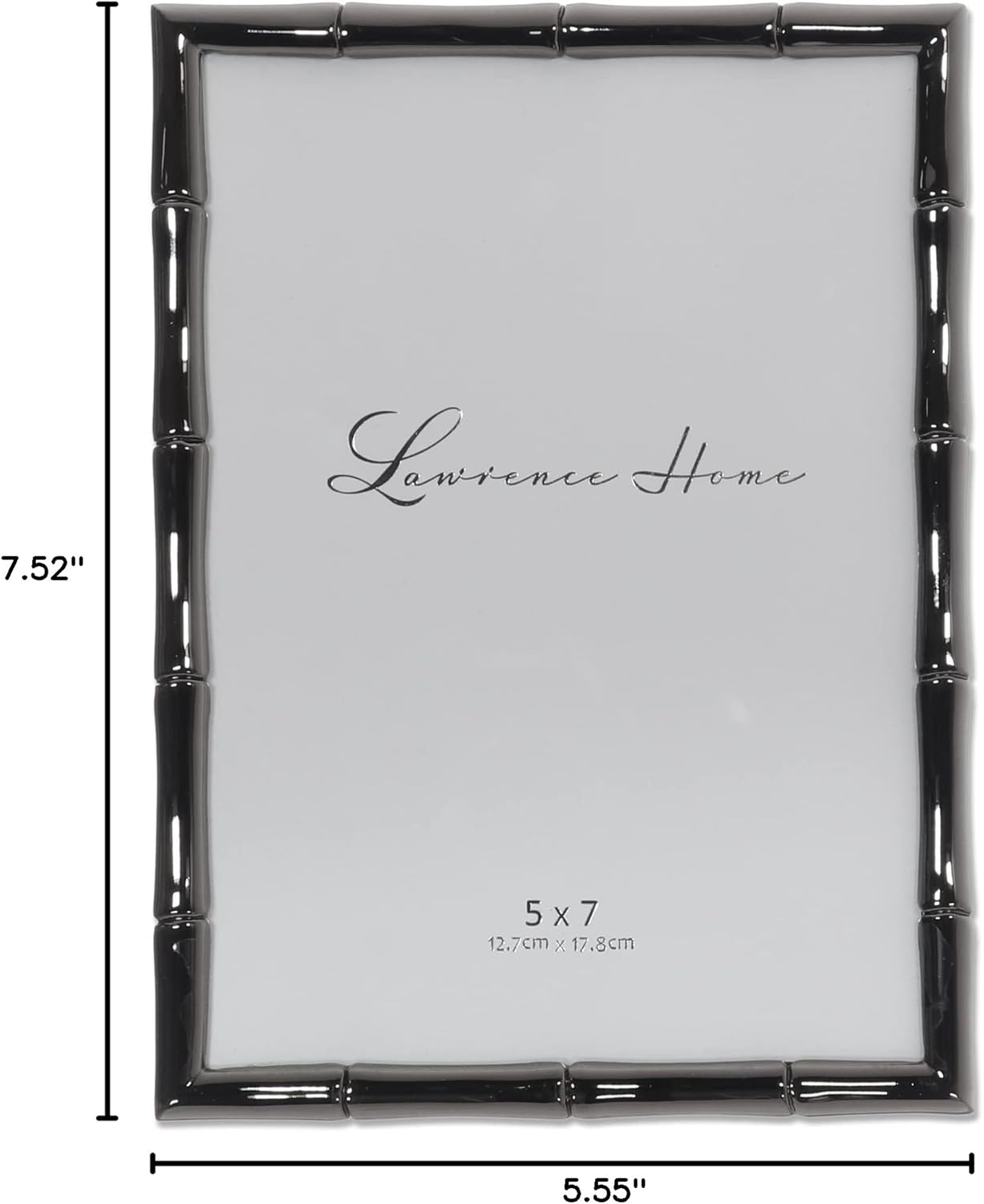 Lawrence Frames 5x7 Black Polished Metal Picture Frame with Bamboo Design