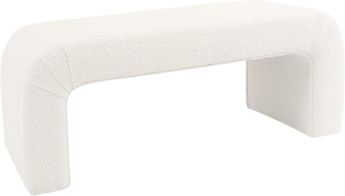 HomePop Arch Channel Bench|Bench for Living Room & Bedroom | Decorative Home Furniture - Cream Boucle