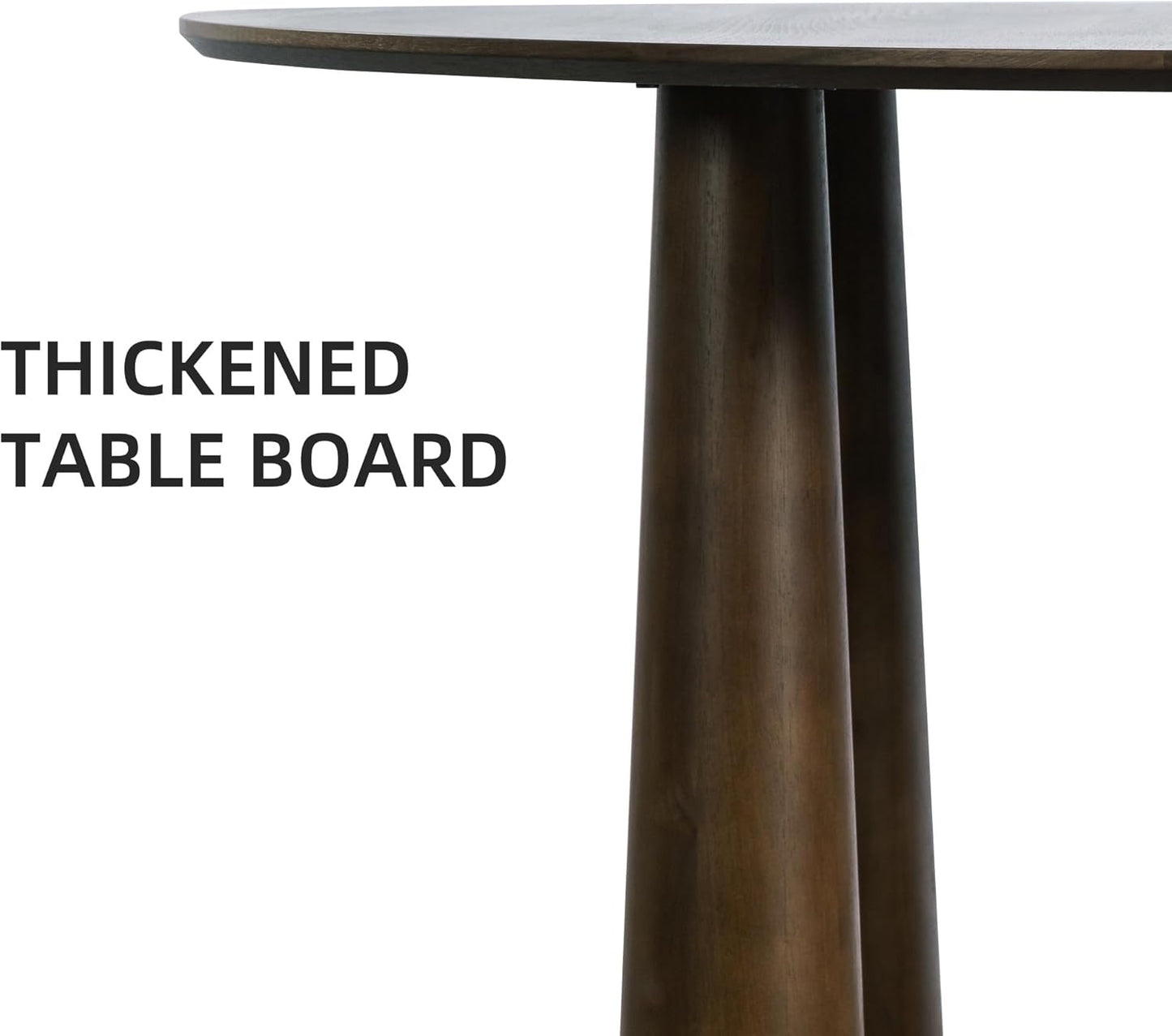 Casaphoria 52" Round Dining Table, Kitchen Table for 6 with Arc-Shaped Edge Top and Cylindrical Legs, Easy Assembly for Living Room, Dining Room, Walnut